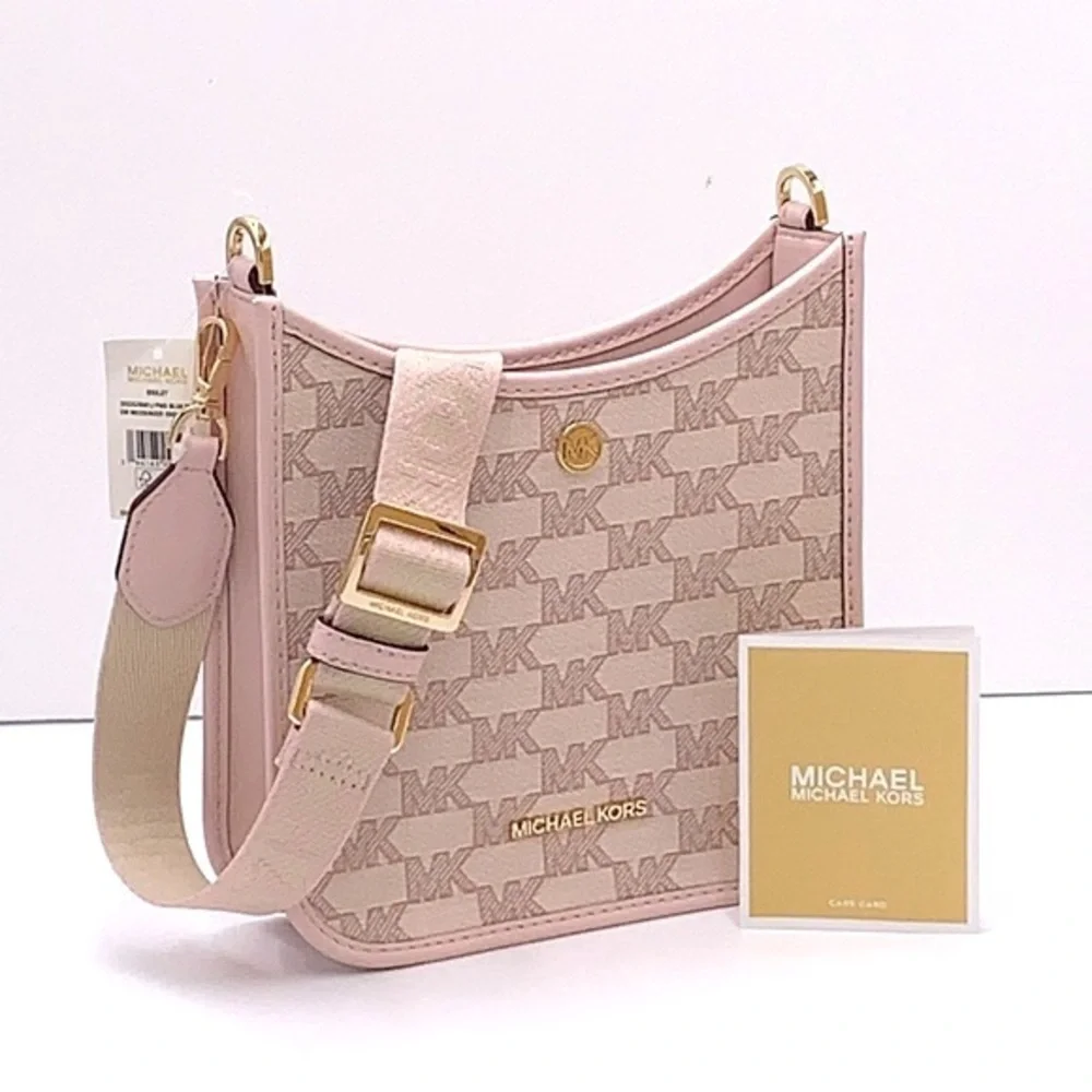MICHAEL KORS Briley Small Logo Messenger Xbody Bag POWDER BLUSH MULTI COLOR